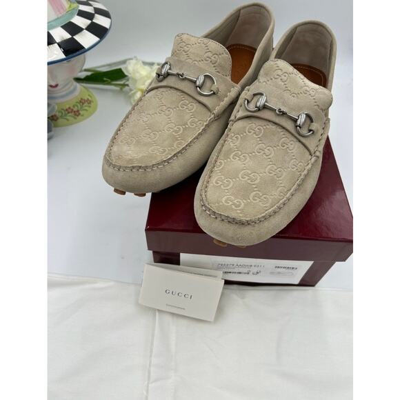 Men\'s Gucci GG logo suede driver loafers size 13 fits 13.5 US made in Italy main image 7